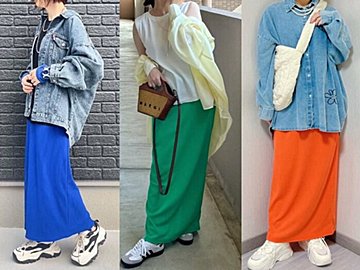 【しまむら】おしゃれな人は買っている!「ナロースカート」で叶う40代カラフルコーディネート