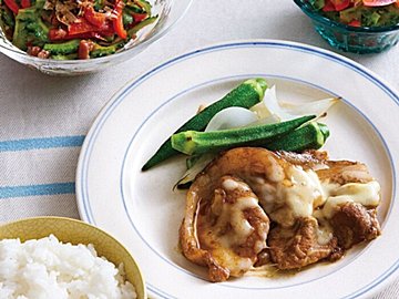 豚肉のウスターチーズ焼き&ゴーヤーとパプリカの梅おかかあえレシピ