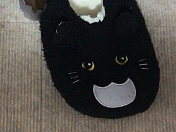 黒猫を模した愛用のスリッパが1.5足?「片足分増えてるニャン」その正体に気付いた19万人からいいねの嵐
