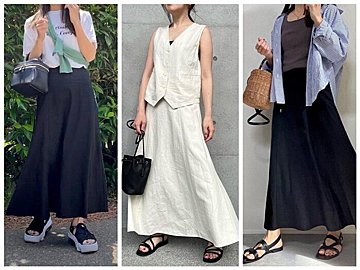 【GU】夏のコーディネートに欠かせない！ファッションインスタグラマー注目アイテム「リネンブレンドフレアロングスカート」