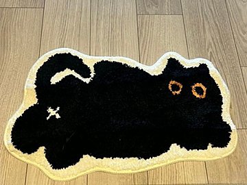 床に敷いたマットを見て、飼い主仰天!!色も形もピッタリ同化するにゃんこに7.8万いいねと「黒猫が出てきたw」の声