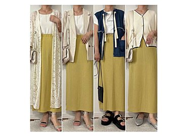 【しまむら】1,089円イエローの差し色ナロースカートで地味コーデから脱却！派手すぎないけどパッと華やかに