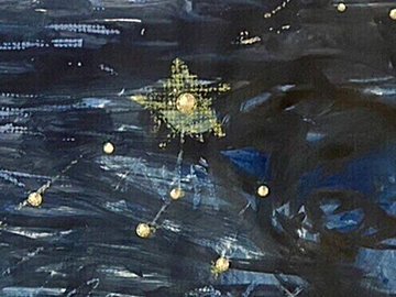 吸い込まれそうな夜空に5.9万いいね！5歳息子と3歳娘がふたりで描いた「夏の大三角」が美しすぎる