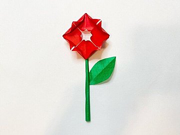 かわいい立体的な バラ の折り方 子どもでも一枚の折り紙で簡単に作れる サンキュ Kosodate