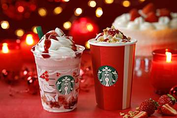 スタバ新作はイチゴのクリスマスケーキをイメージしたフラペチーノ＆ミルク